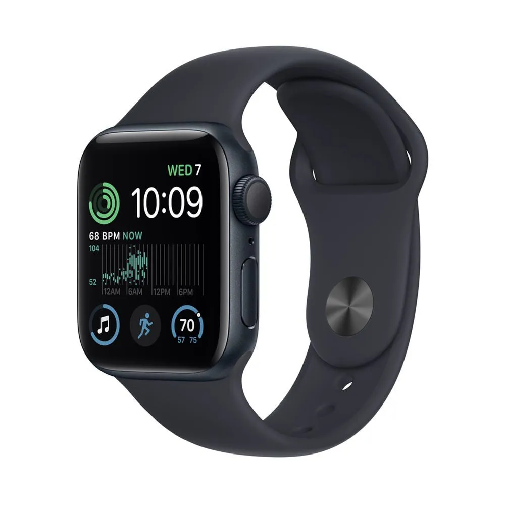 Apple Watch SE Gen 2 44mm (GPS) Midnight Aluminum Case with Midnight Sport Band (S/M) (MNTF3)